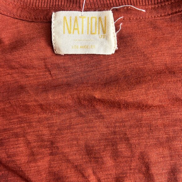 Nation LTD. Turtle Neck Puffed Mid Sleeve Women's Top Rust Orange - Size Small - Picture 6 of 8